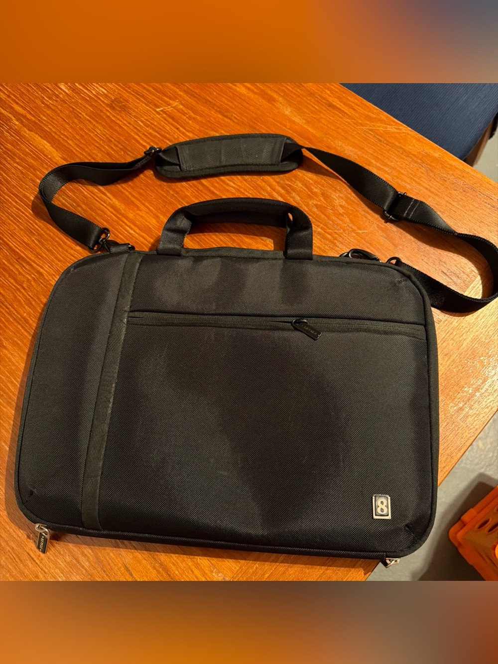 Level8 Laptop Briefcase Nylon Padded Blk Crossbody 14” Pockets Lightwgt Travel